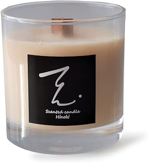 Ten.candle アロマキャンドル ウッドウィック ひのき エッセンシャルオイル ソイワックス 160g