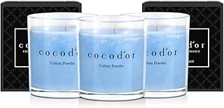 COCODOR ココドール プレミアムジャー キャンドル 3個セット コットンパウダー(Cotton Powder) イタリア製 アロマキャンドル - プレゼント 女性 誕生日 記念日 線香 贈り物 ギフト 人気