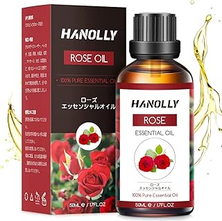 Hanolly エッセンシャルオイル ローズ アロマオイル 天然成分100％精油 50ml 快眠 マッサージ ディフューザー 空気加湿器用