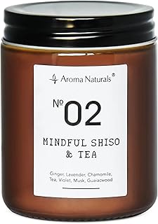 Aroma Naturalsアロマキャンドル マインドフルシソ&ティーの香り大豆ワックスキャンドル 35時間ジャーキャンドル プレゼント(Mindful Shiso & Tea)