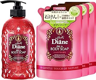 【セット買い】モイスト・ダイアン オイルイン ボディソープ シャルドネの香り 500ml+DX(デラックス) モイスト ダイアン DX ボディソープ シャルドネ 詰替え用 400ml×3個