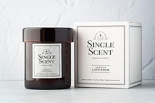 SINGLE SCENT アロマキャンドル フレンチラベンダーの香り 160g 燃焼24時間 オーガニック精油 天然大豆ワックス