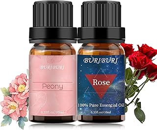 BURIBURI 2種パック ローズ+牡丹 100％ ピュア精油 エッセンシャルオイル 各10ml ナチュラル ディフューザー用 マッサージ用 アロマ テラピー (ローズ+牡丹)